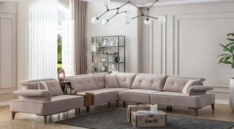 Milano Ahşap Ayaklı Modern Köşe Koltuk Takımı