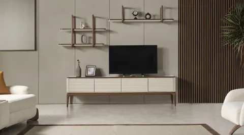 Zümrüt Ahşap Ayaklı Tv Ünitesi
