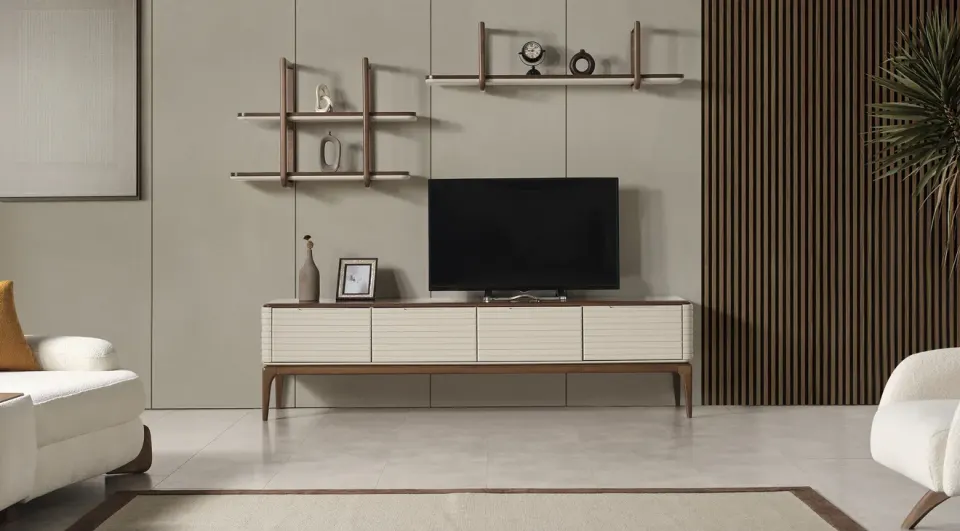 Zümrüt Ahşap Ayaklı Tv Ünitesi