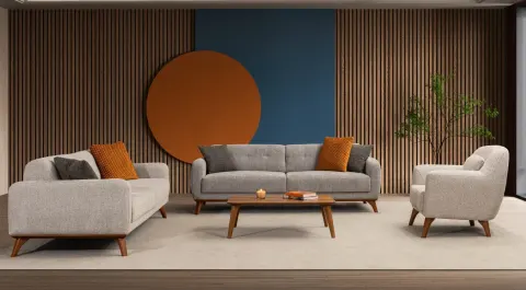 Loft Ahşap Ayaklı Yataklı Modern Koltuk Takımı