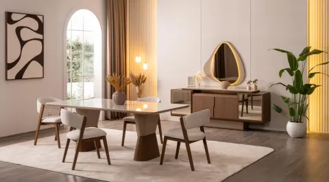 Electra Ceviz Yemek Odası Takımı