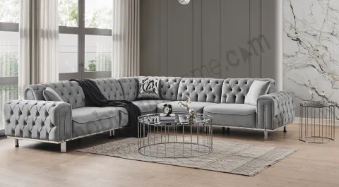Yeni Tema Gümüş Metal Ayaklı Köşe Koltuk Takımı