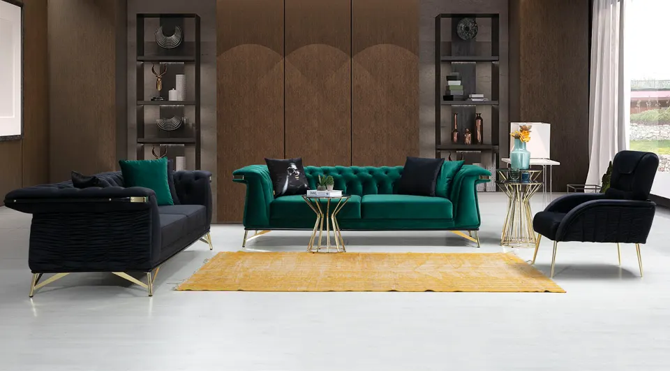 Salonz Green Metal Ayaklı Koltuk Takım