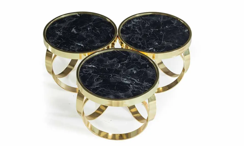 Alya Black Gold Metal Ayaklı Zigon Sehpa 