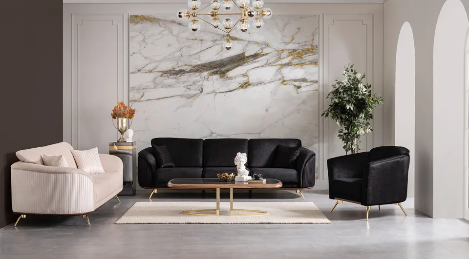 Hermes Gold Metal Ayaklı Koltuk Takımı