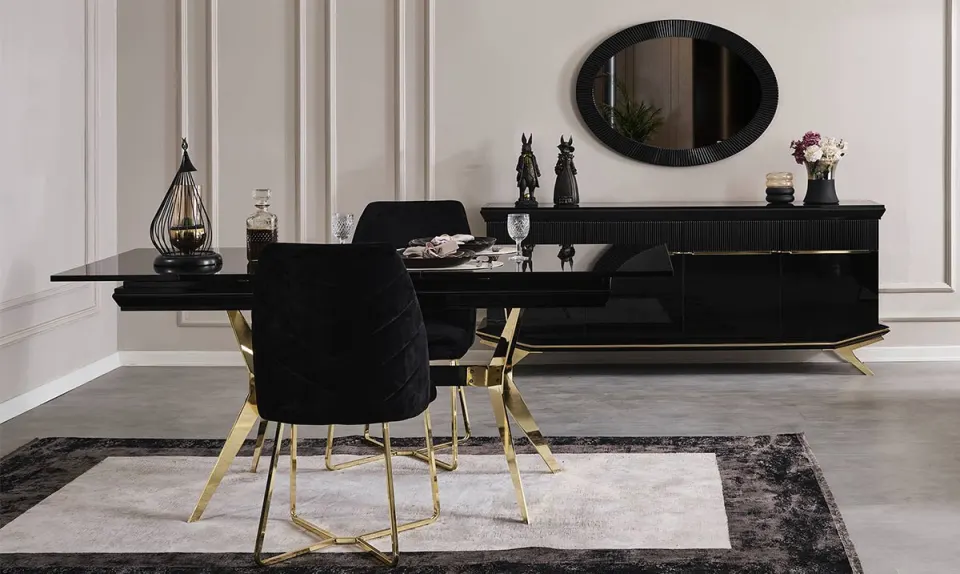 Masarati Gold Metal Ayaklı Yemek Odası Takımı