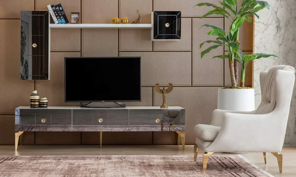 Lexus Gold Metal Ayaklı Tv Ünitesi
