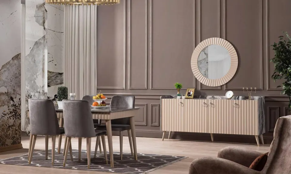 Almanya Gri Capicino Yemek Odası Takımı