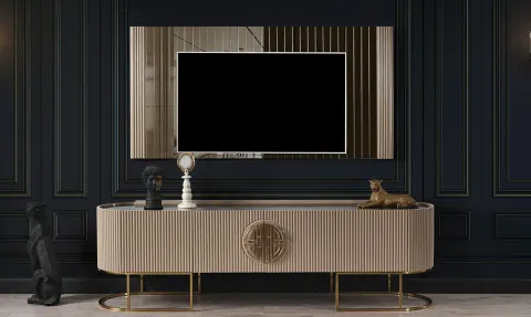 Gucci Gold Metal Ayaklı Tv Ünitesi