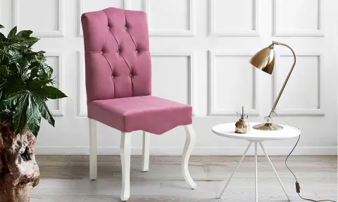 Garnet Pembe Ahşap Ayaklı Sandalye