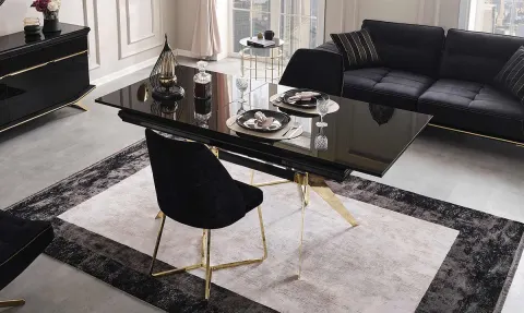 Masarati Gold Metal Ayaklı Yemek Masası