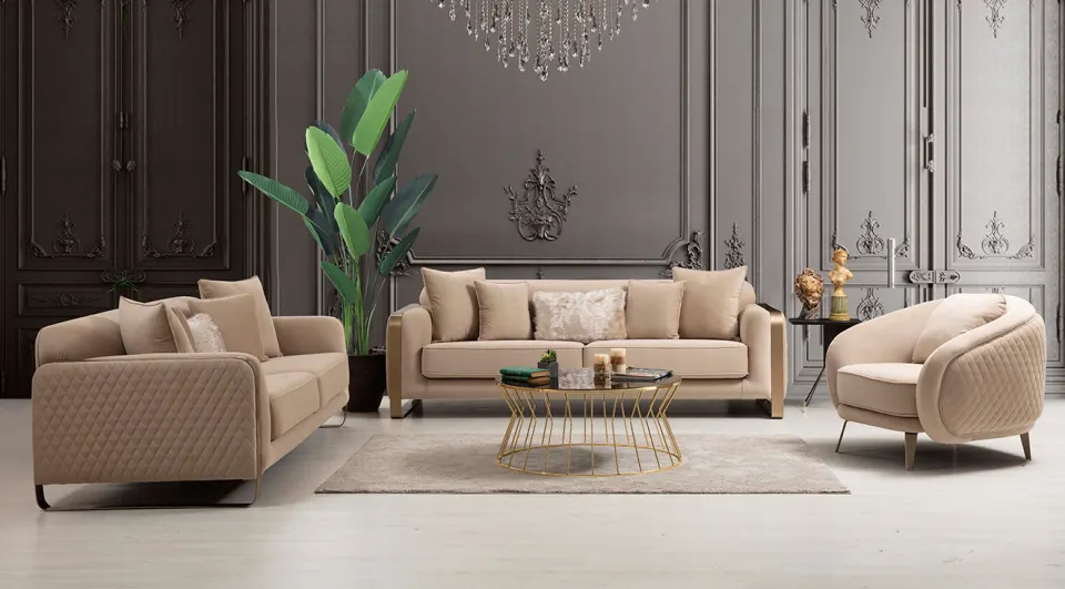 Bottega Gold Metal Ayaklı Koltuk Takımı