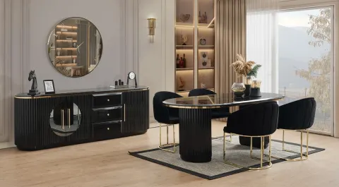 Wood Siyah Modern Yemek Odası Takımı