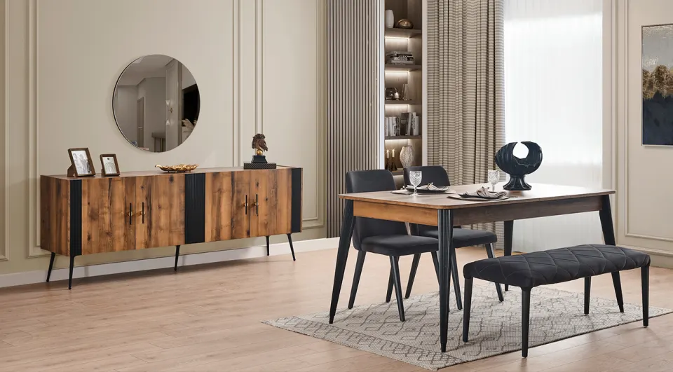Duru Ceviz Modern Yemek Odası Takımı