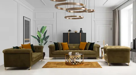 Retro Gold Metal Ayaklı Koltuk Takımı