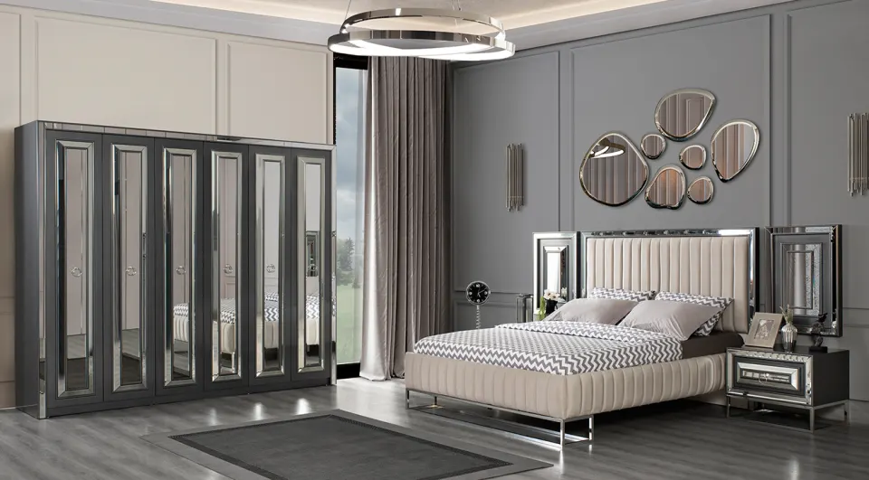 Royale Art Deco Yatak Odası Takımı (Antrasit)