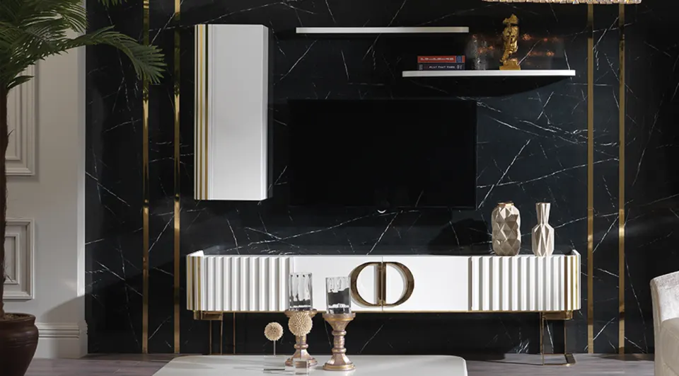 Dorya Gold Metal Ayaklı Tv Ünitesi