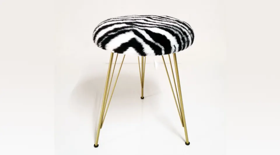 İntense Peluş Zebra Gold Puf