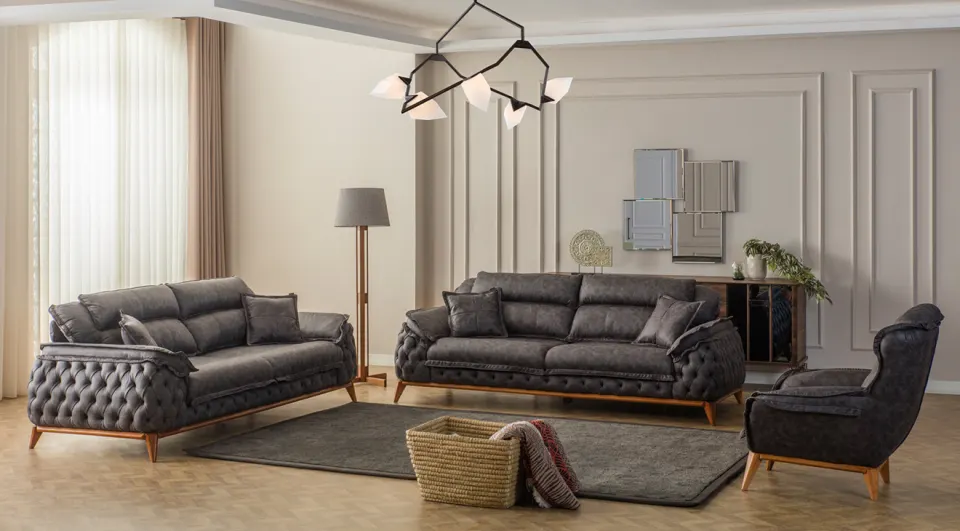 Zara Ceviz Ahşap Ayaklı Koltuk Takımı