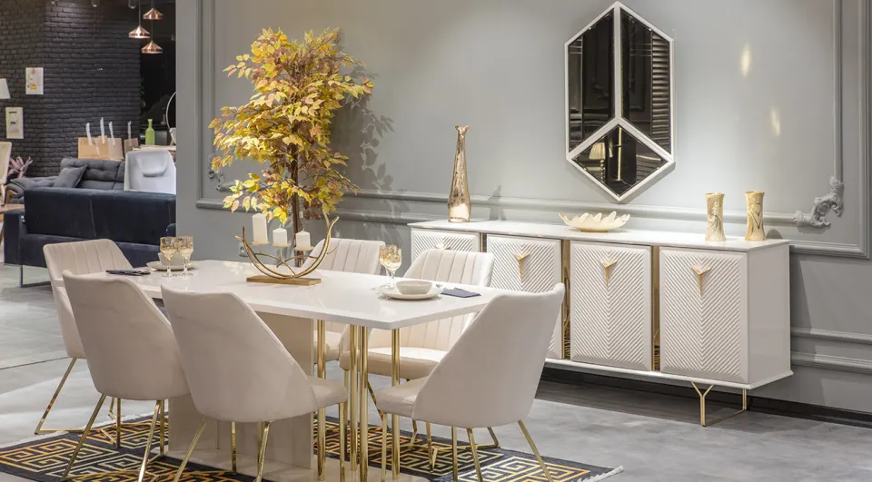 Nova Gold Metal Ayaklı Yemek Odası Takımı