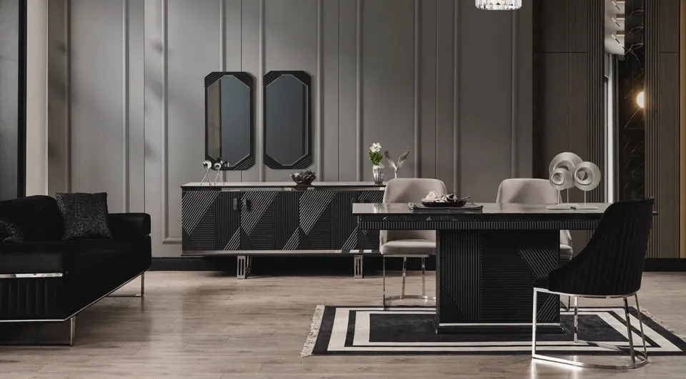 Quatro Q3 Antrasit Yemek Odası Takımı