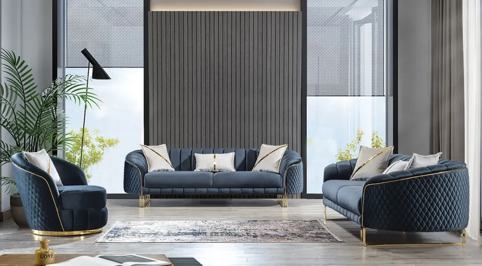 Aqua Gold Metal Ayaklı Koltuk Takımı