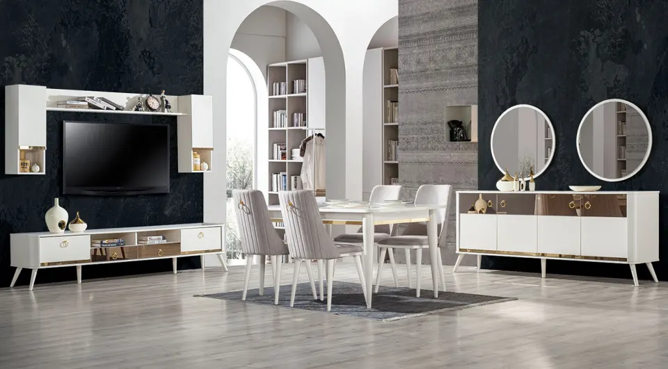 Venice Ahşap Ayaklı Yemek Odası Takımı
