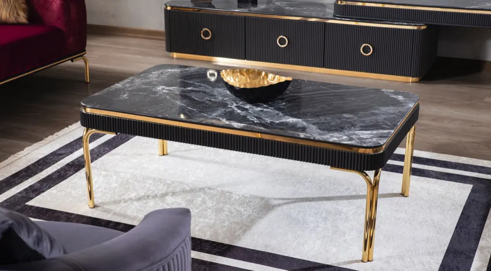 Hira Gold Metal Ayaklı Orta Sehpa
