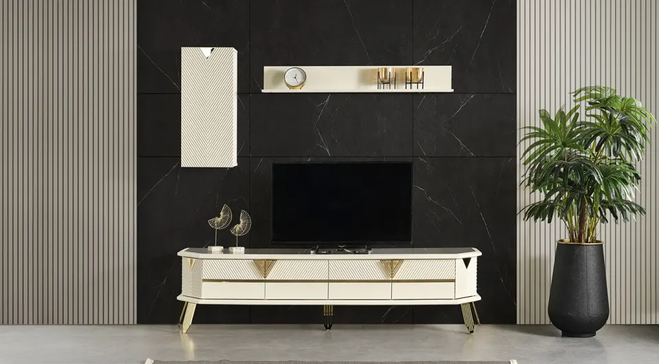 City Gold Metal Ayaklı Tv Ünitesi