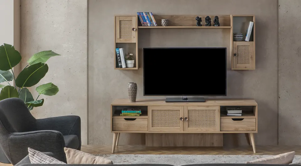 Hazeran Ahşap Ayaklı Tv Ünitesi