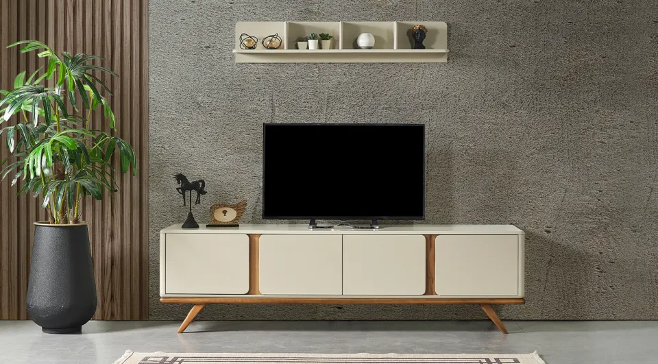 Prada Ceviz Ahşap Ayaklı Tv Ünitesi