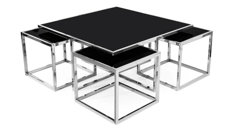Class Gümüş Metal Ayaklı Orta Sehpa 