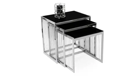Milas Gümüş Metal Ayaklı Zigon Sehpa