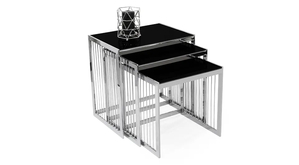 Milas Gümüş Metal Ayaklı Zigon Sehpa