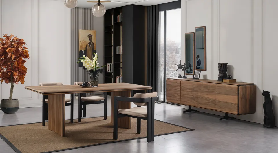 Hema Ceviz Modern Yemek Odası Takımı