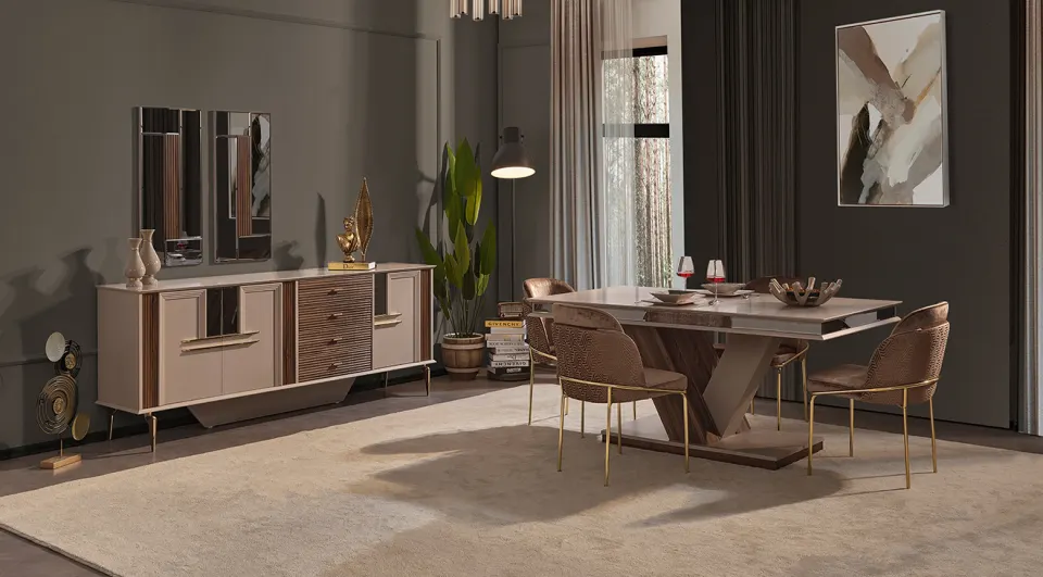 Ocean Gold Ayaklı Yemek Odası Takımı