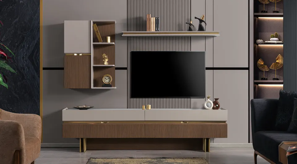 Stella Gold Metal Ayaklı Tv Ünitesi