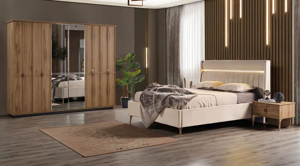 Hitit Ceviz 6 Kapaklı Yatak Odası Takımı