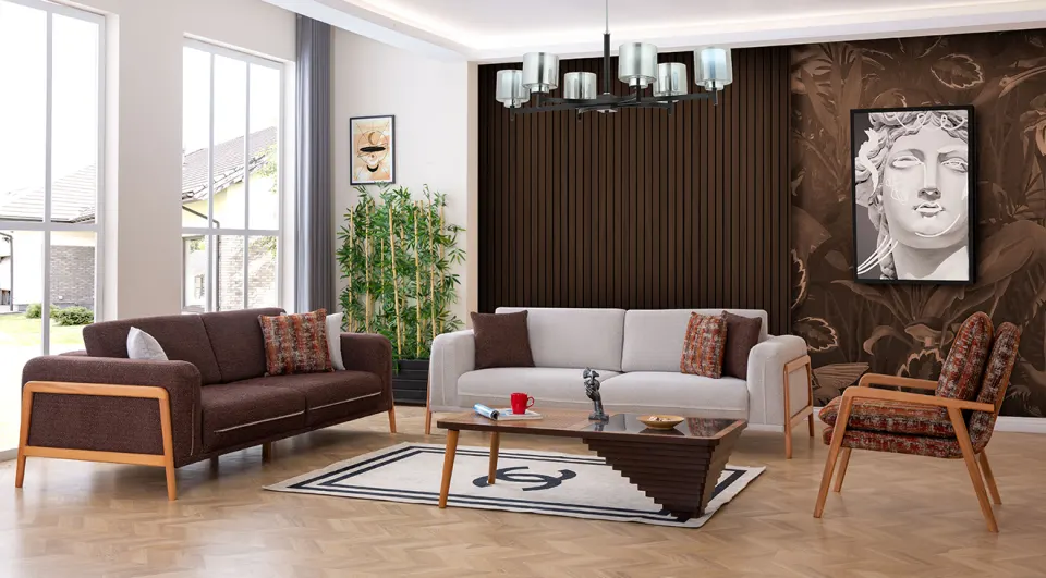 Mia Modern Ahşap Ayaklı Koltuk Takımı 2