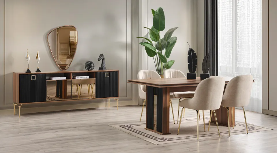 Uludağ Siyah Modern Yemek Odası Takımı