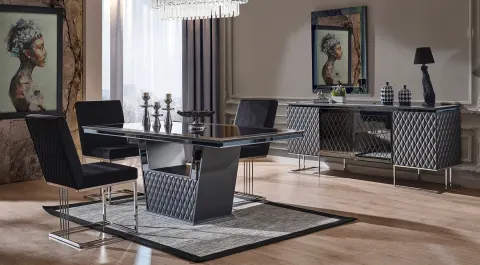 Metalica Gri Luxury Yemek Odası Takımı