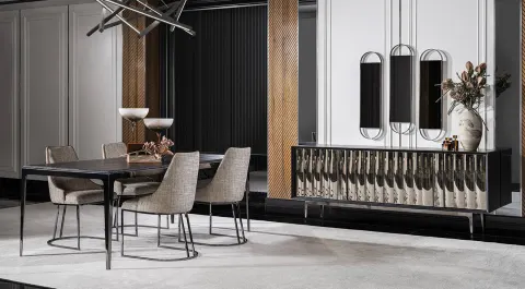 Lucca Metal Ayaklı Modern Yemek Odası Takımı