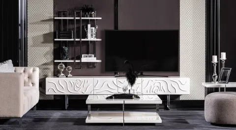 Parma Gümüş Metal Ayaklı Tv Ünitesi