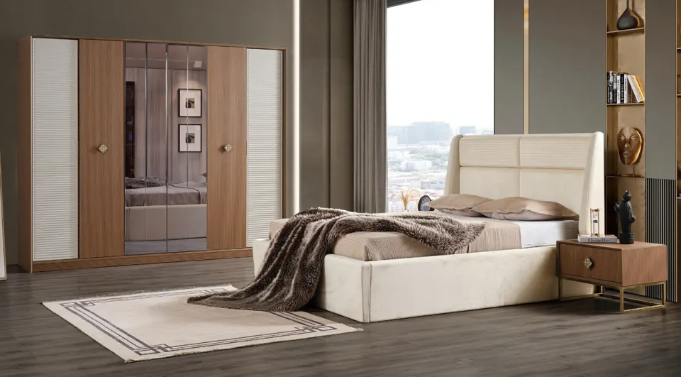 Lucca Ceviz 6 Kapaklı Yatak Odası Takımı