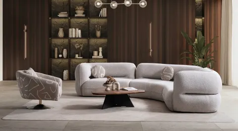 Luna Krem Modern Köşe Koltuk Takımı