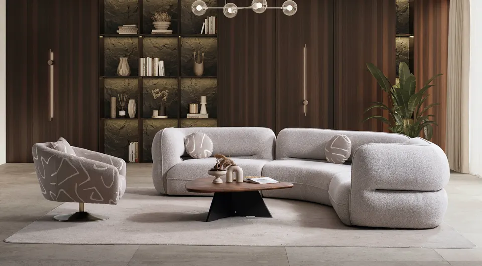 Luna Krem Modern Köşe Koltuk Takımı