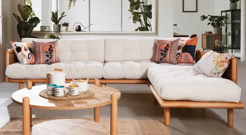 Loft Ahşap Ayaklı Köşe Koltuk Takımı