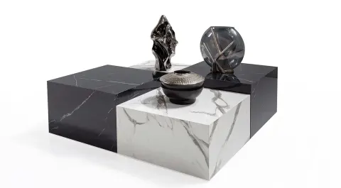 Cubes Mermer Desenli Orta Sehpa