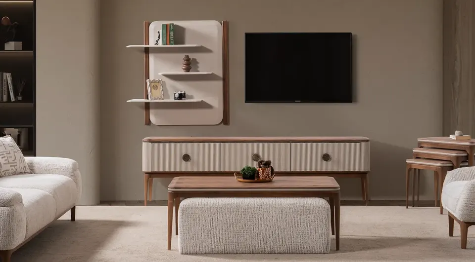 Tokyo Ahşap Ayaklı Modern Tv Ünitesi